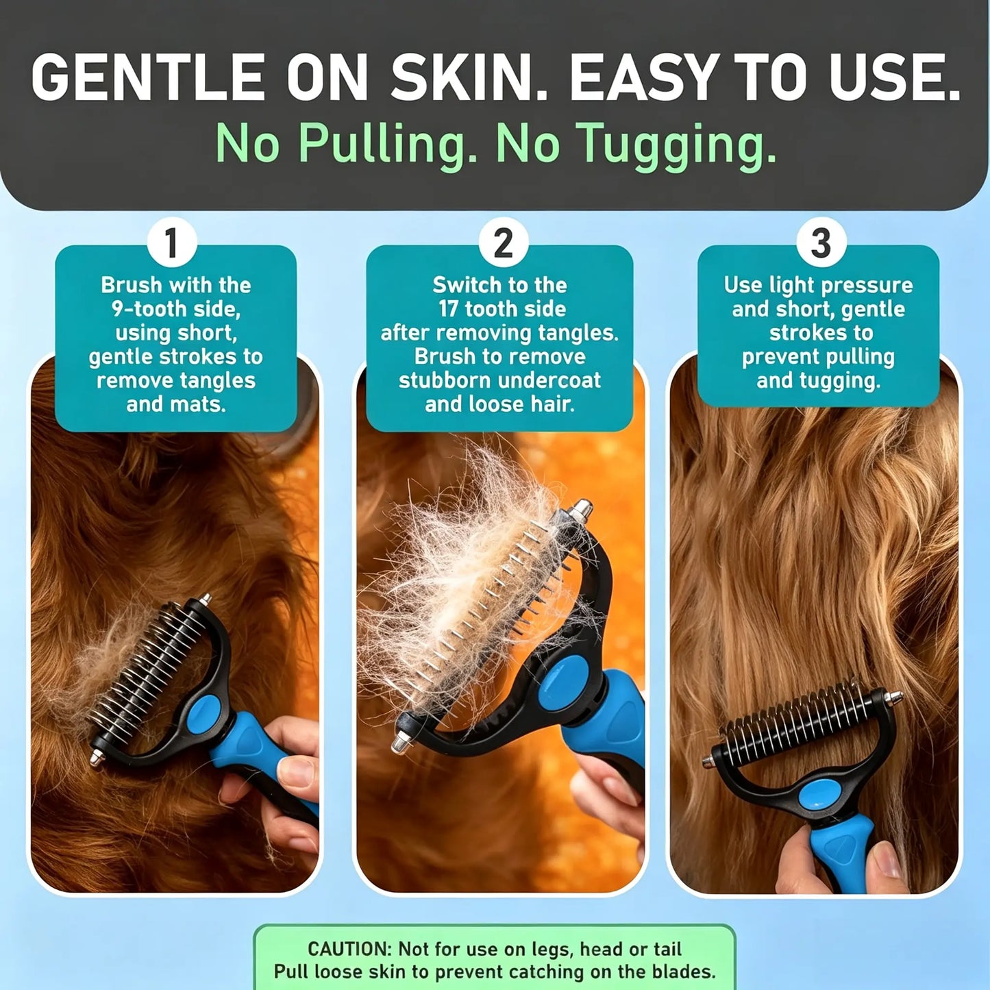 Ultimate Pet Grooming Rake - Double-Sided Deshedding & Dematting Tool for Dogs & Cats, Extra-Wide Brush Reduces Shedding by 95%!