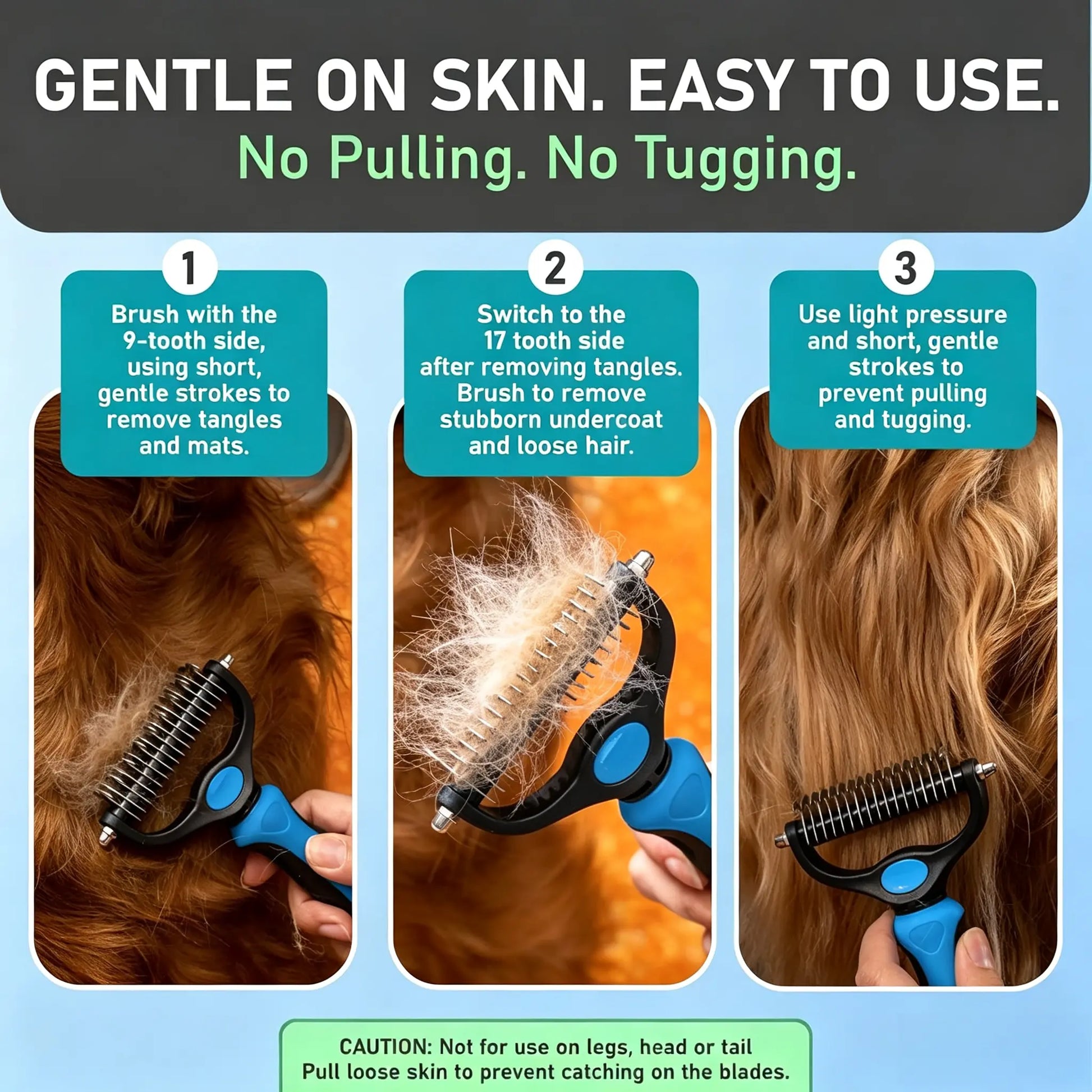 Ultimate Pet Grooming Rake - Double-Sided Deshedding & Dematting Tool for Dogs & Cats, Extra-Wide Brush Reduces Shedding by 95%!