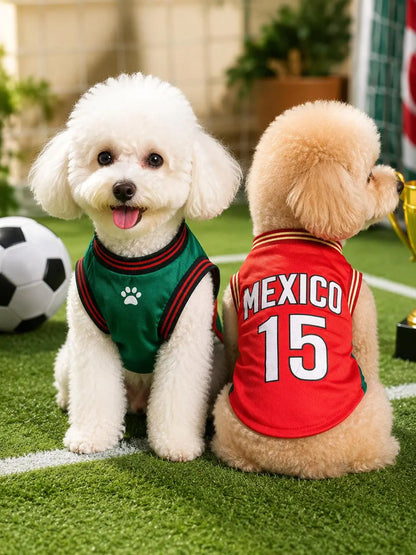 Adorable Mexico 15 Pet Jersey Shirt - Breathable Mesh Sports Vest for Small & Medium Dogs and Cats, Perfect for Daily Wear, Outdoor Adventures, and Special Occasions!