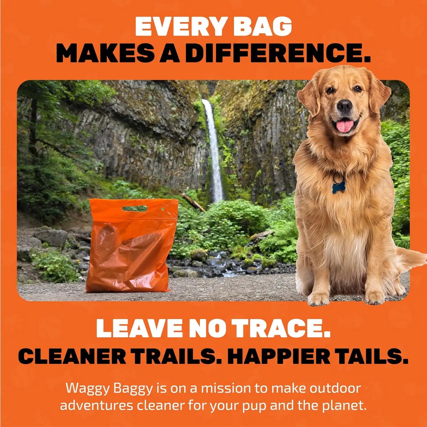 Cleanwaste Waggy Baggy - Adventure-Ready Smell-Proof Dog Waste Bags with Dual Bag System & Convenient Carry Handle, 10 Count