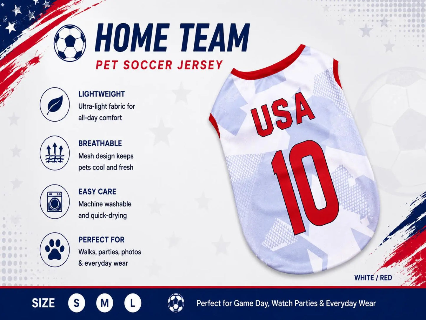 Stylish Pet Soccer Jersey - Perfect Game Day Outfit for Small to Medium Dogs and Cats!