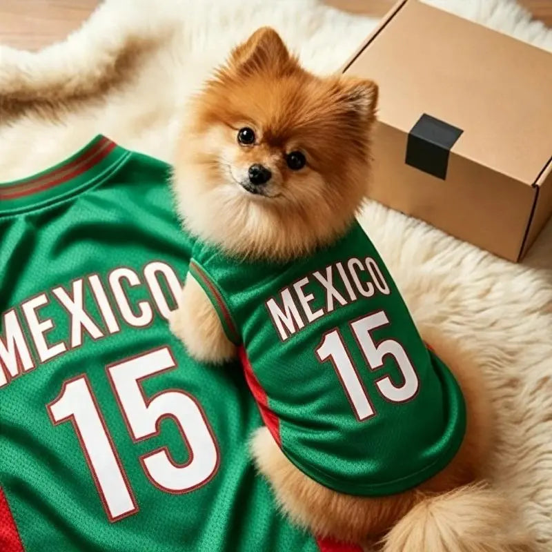 Adorable Mexico 15 Pet Jersey Shirt - Breathable Mesh Sports Vest for Small & Medium Dogs and Cats, Perfect for Daily Wear, Outdoor Adventures, and Special Occasions!