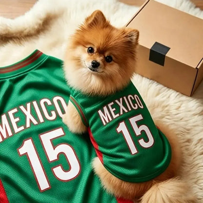 Adorable Mexico 15 Pet Jersey Shirt - Breathable Mesh Sports Vest for Small & Medium Dogs and Cats, Perfect for Daily Wear, Outdoor Adventures, and Special Occasions!