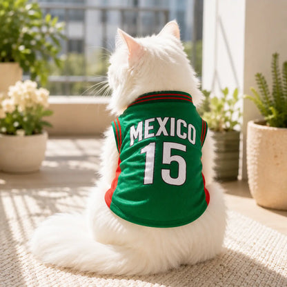 Adorable Mexico 15 Pet Jersey Shirt - Breathable Mesh Sports Vest for Small & Medium Dogs and Cats, Perfect for Daily Wear, Outdoor Adventures, and Special Occasions!