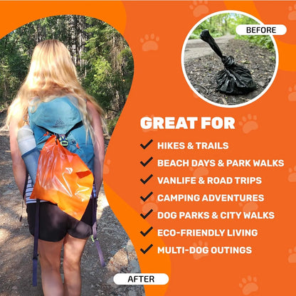 Cleanwaste Waggy Baggy - Adventure-Ready Smell-Proof Dog Waste Bags with Dual Bag System & Convenient Carry Handle, 10 Count