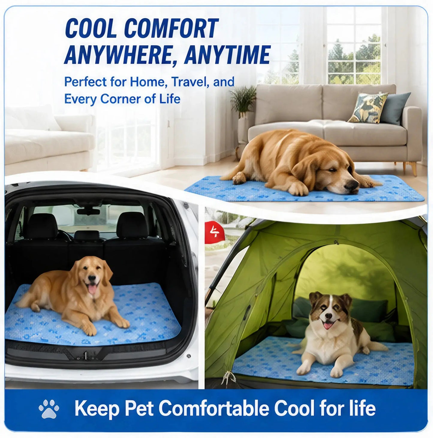 Ultimate Washable Pet Cooling Pad - No Gel, No Electricity, Non-Slip Summer Bed for Dogs & Cats, Waterproof Ice Silk, Perfect for Couch & Crate (Sizes S-L)