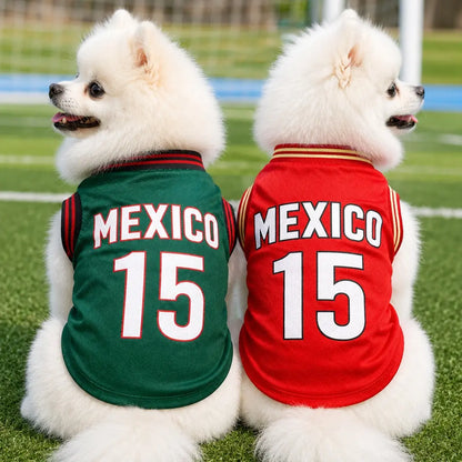 Adorable Mexico 15 Pet Jersey Shirt - Breathable Mesh Sports Vest for Small & Medium Dogs and Cats, Perfect for Daily Wear, Outdoor Adventures, and Special Occasions!