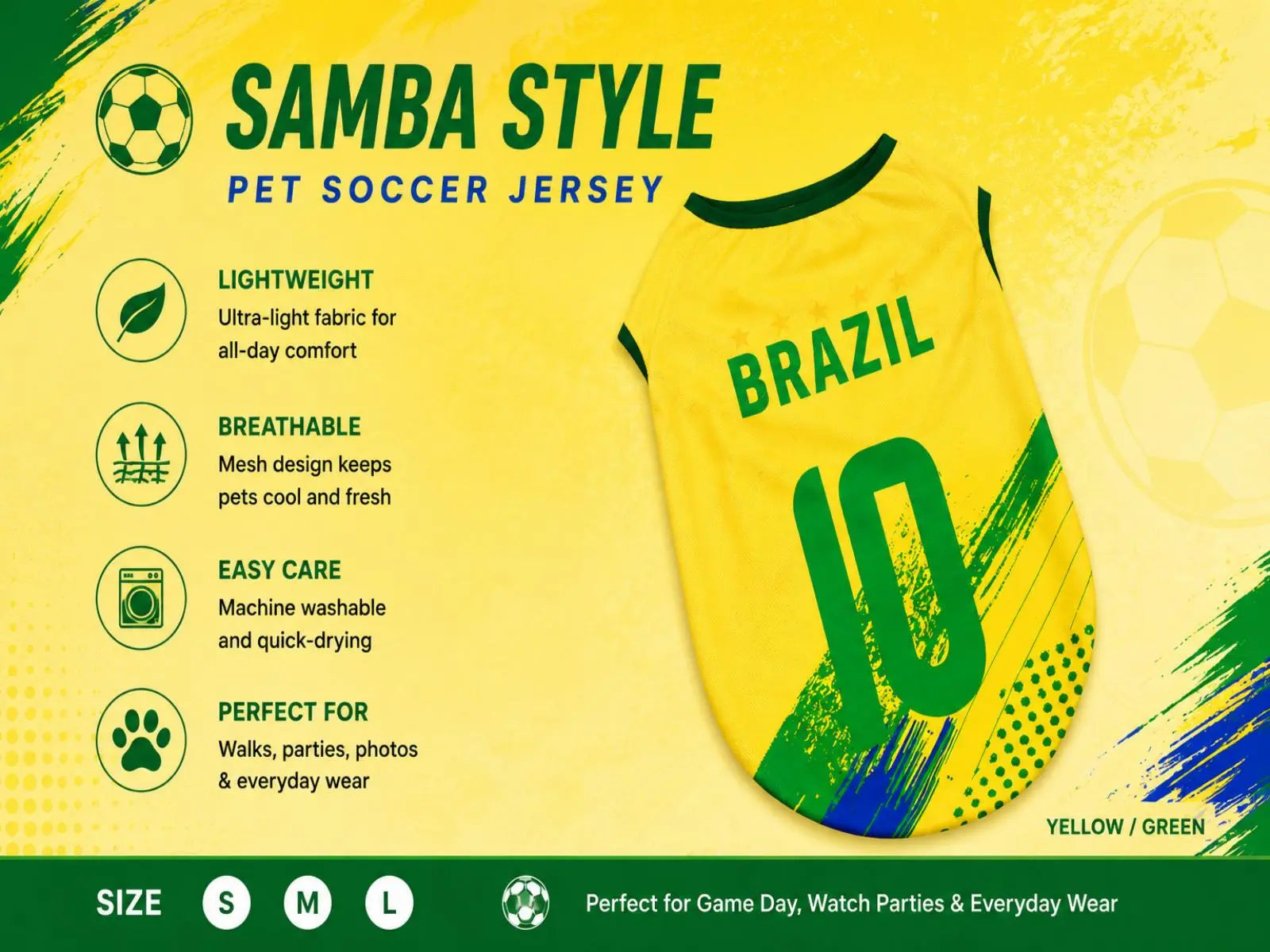 Stylish Pet Soccer Jersey - Perfect Game Day Outfit for Small to Medium Dogs and Cats!