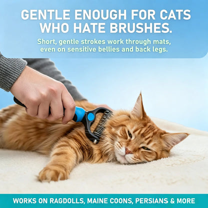 Ultimate Pet Grooming Rake - Double-Sided Deshedding & Dematting Tool for Dogs & Cats, Extra-Wide Brush Reduces Shedding by 95%!