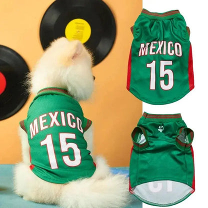 Adorable Mexico 15 Pet Jersey Shirt - Breathable Mesh Sports Vest for Small & Medium Dogs and Cats, Perfect for Daily Wear, Outdoor Adventures, and Special Occasions!