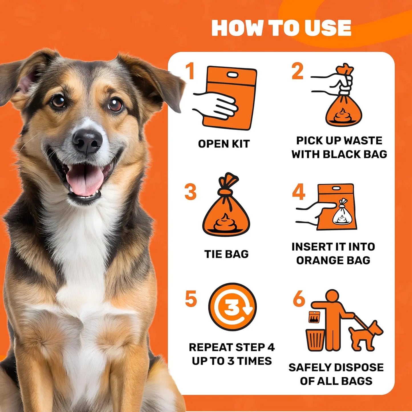 Cleanwaste Waggy Baggy - Adventure-Ready Smell-Proof Dog Waste Bags with Dual Bag System & Convenient Carry Handle, 10 Count