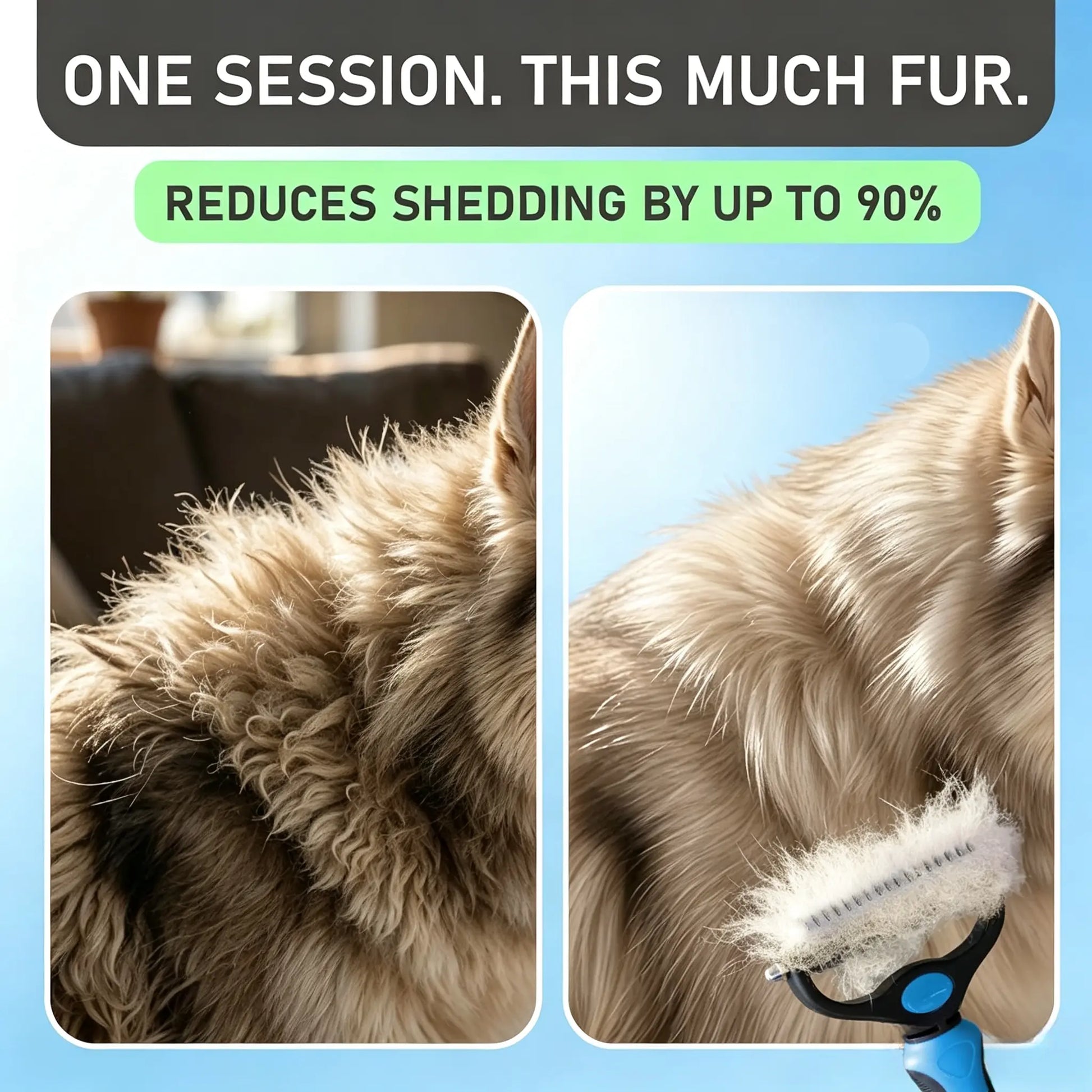 Ultimate Pet Grooming Rake - Double-Sided Deshedding & Dematting Tool for Dogs & Cats, Extra-Wide Brush Reduces Shedding by 95%!
