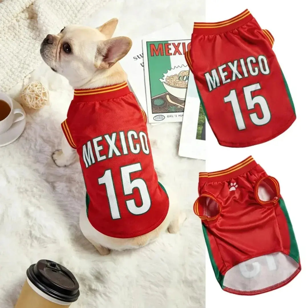 Adorable Mexico 15 Pet Jersey Shirt - Breathable Mesh Sports Vest for Small & Medium Dogs and Cats, Perfect for Daily Wear, Outdoor Adventures, and Special Occasions!